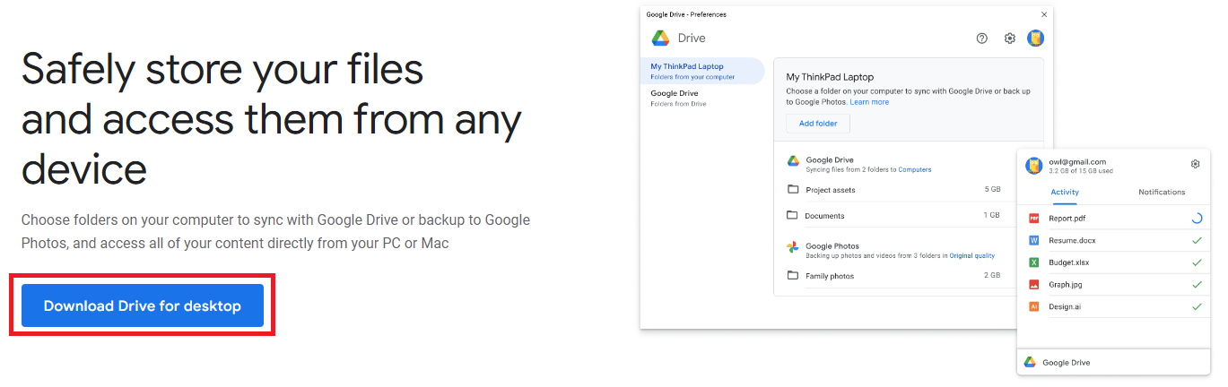 Install and set-up Google Drive client for Mac