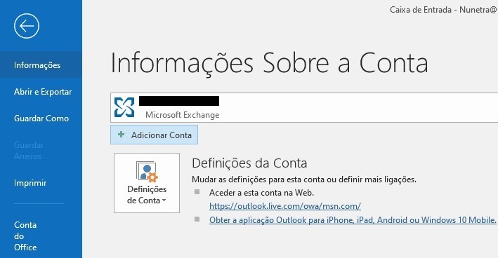 Setting up the e-mail (Outlook from Office 365) in Windows 10 (Screenshots)  | Serviços de Informática • SI